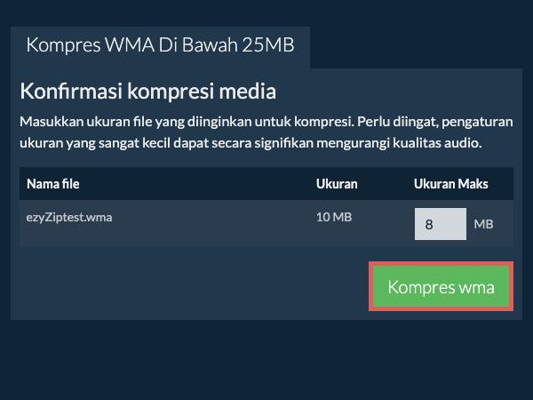 Konversi ke 25MB
