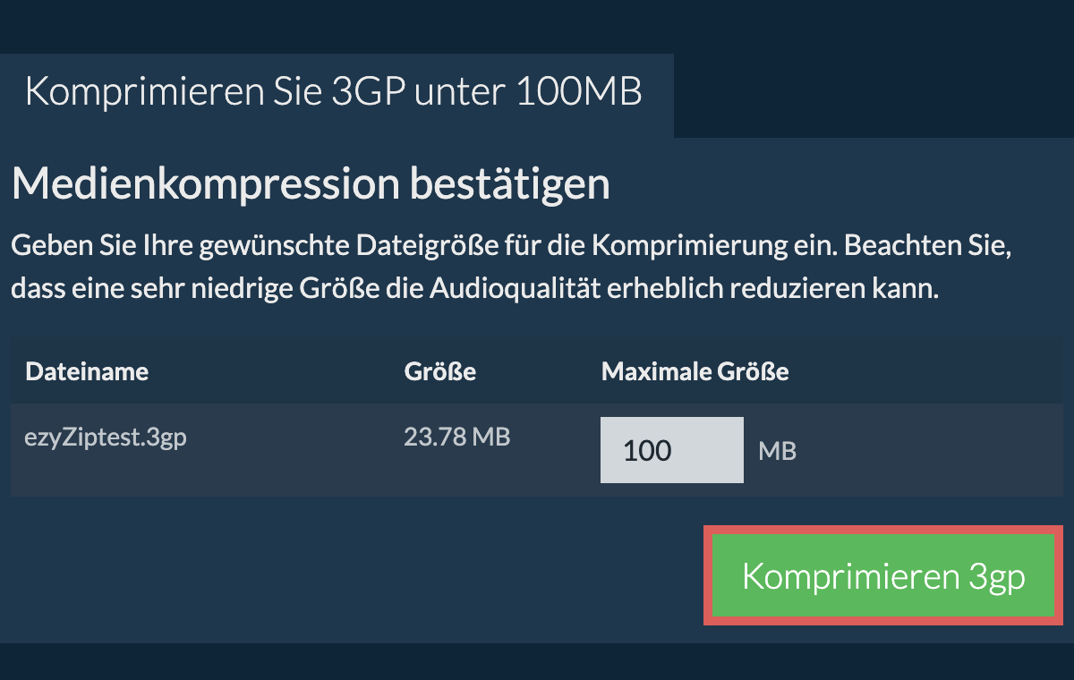 In 100MB konvertieren