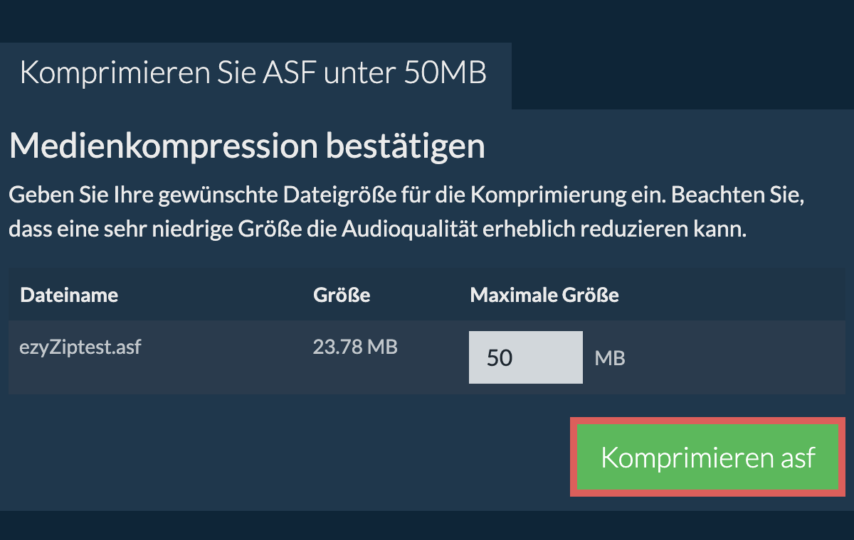 In 50MB konvertieren