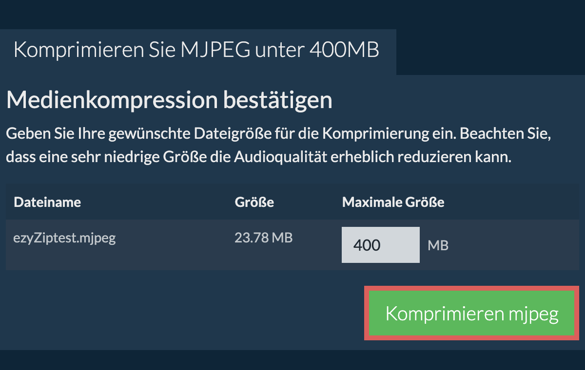 In 400MB konvertieren