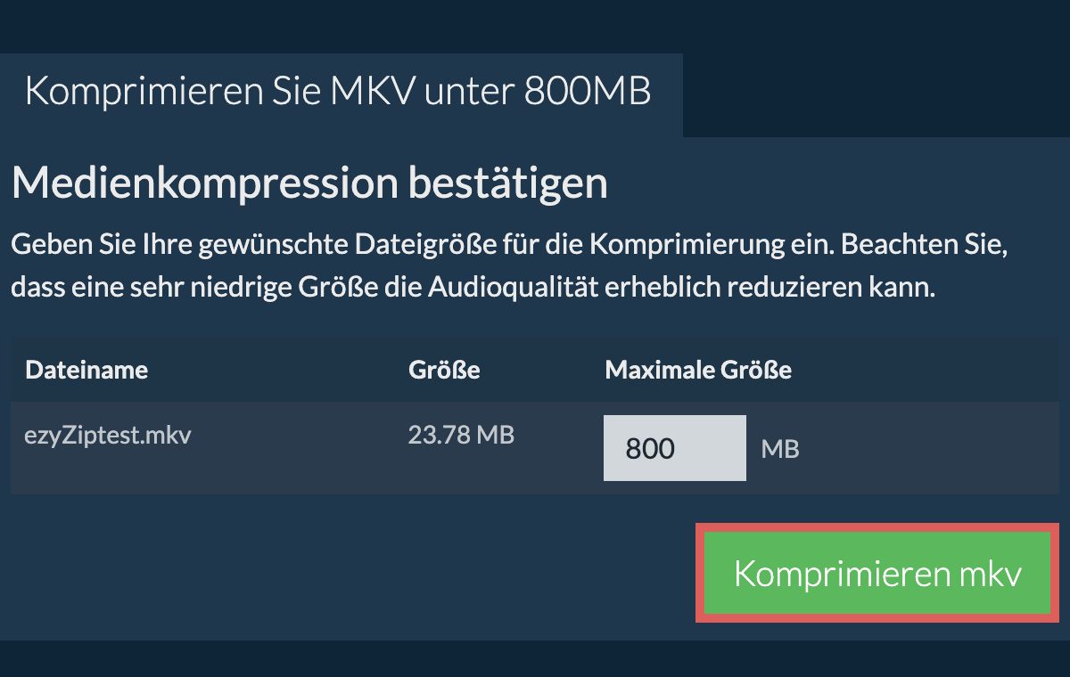 In 800MB konvertieren