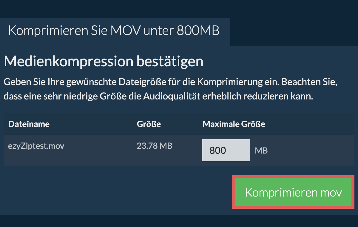 In 800MB konvertieren