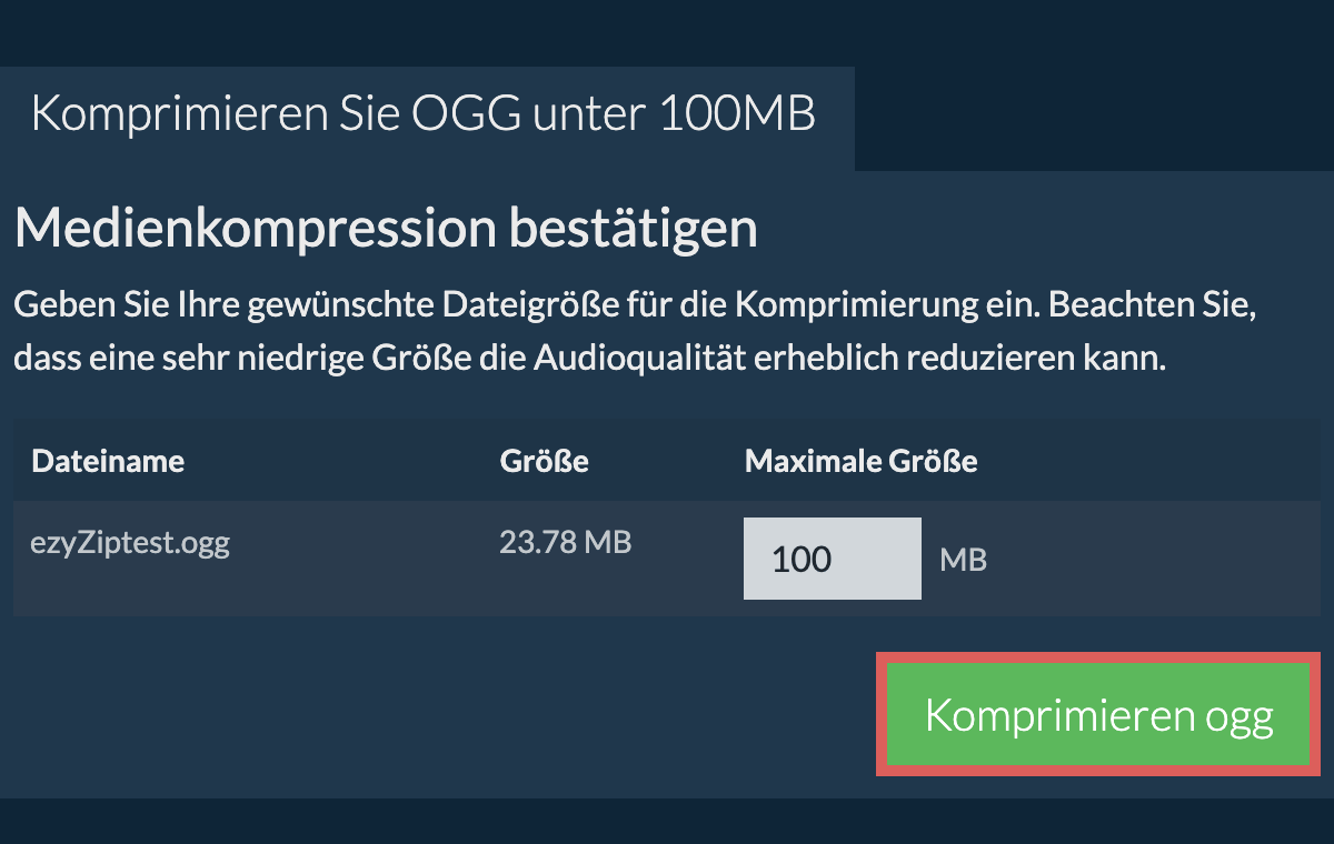 In 100MB konvertieren