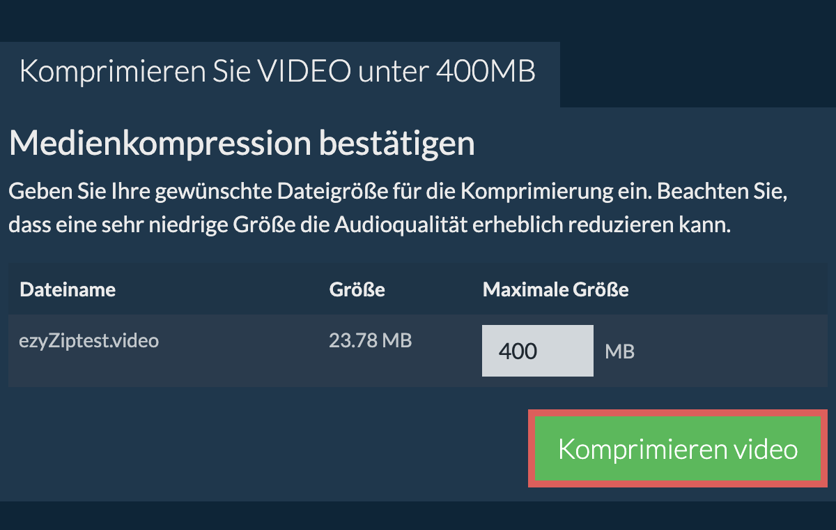 In 400MB konvertieren