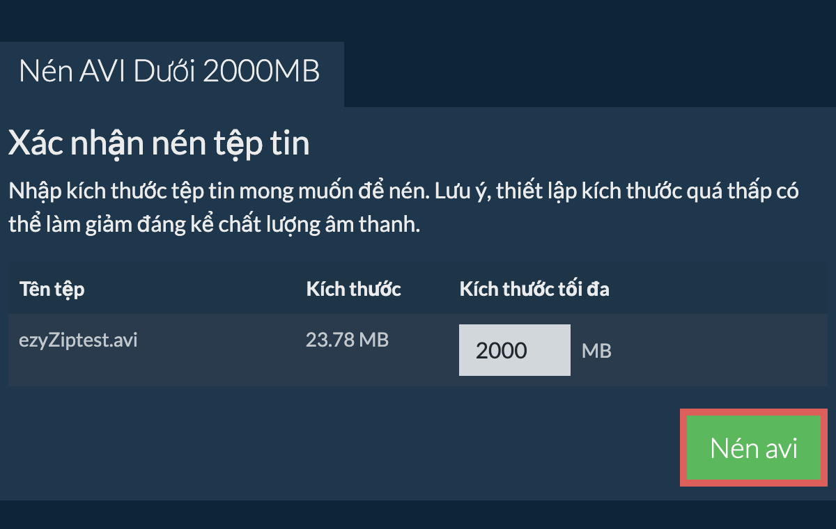 Chuyển đổi thành 2000MB
