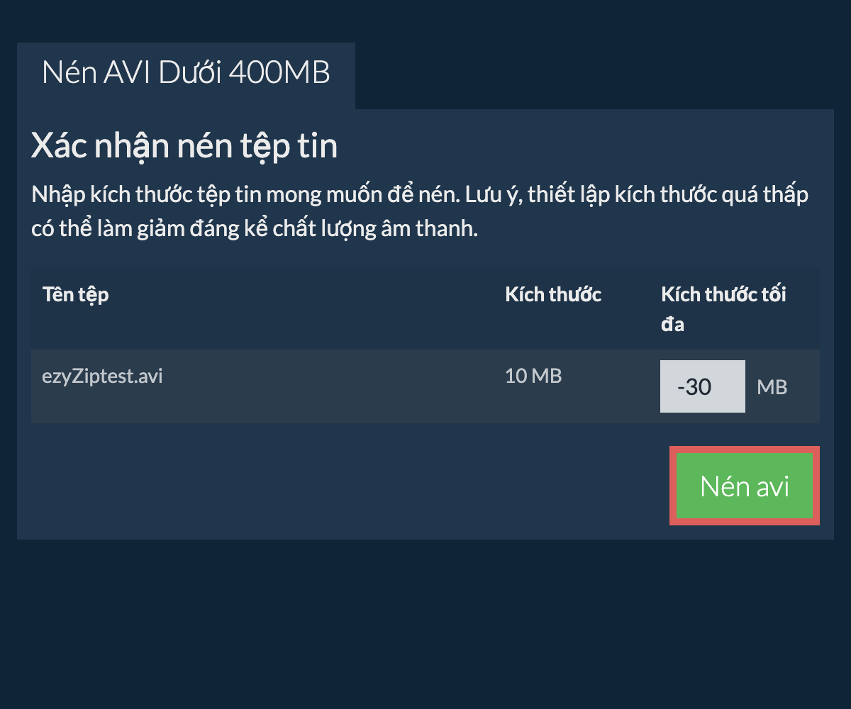 Chuyển đổi thành 400MB