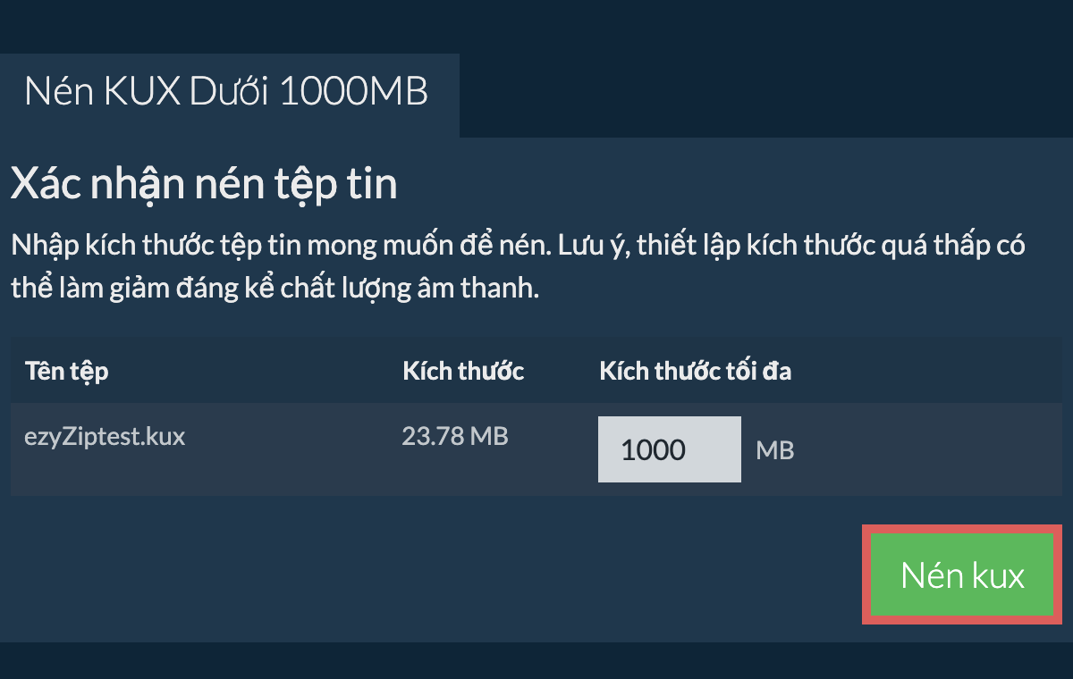 Chuyển đổi thành 1000MB