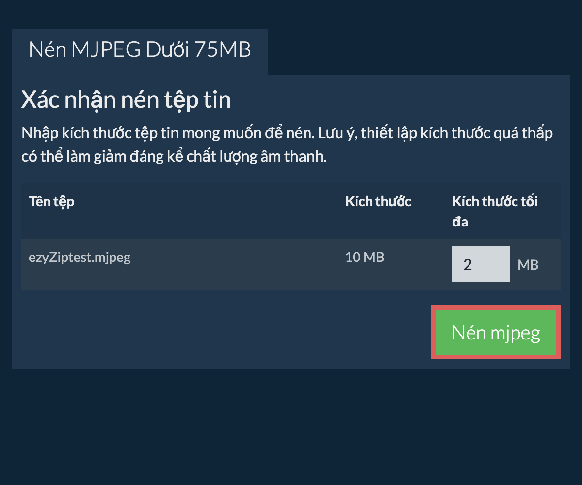 Chuyển đổi thành 75MB