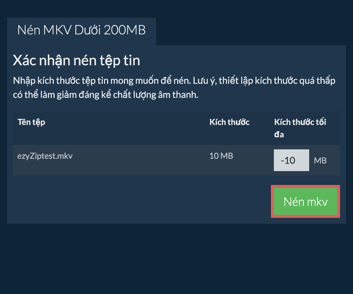 Chuyển đổi thành 200MB