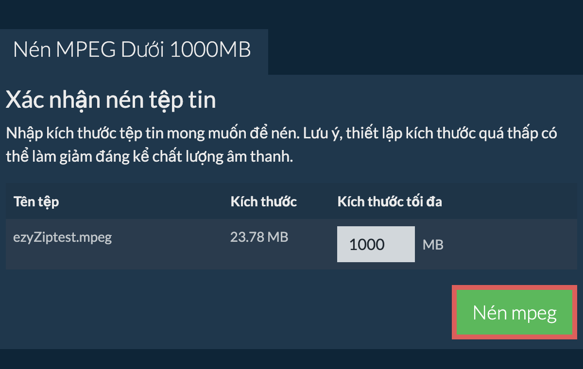 Chuyển đổi thành 1000MB