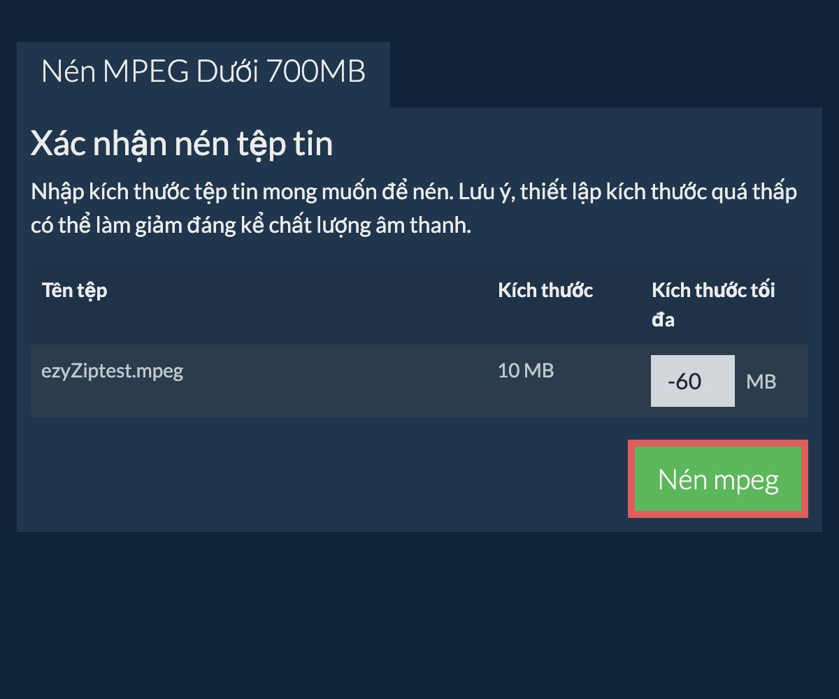 Chuyển đổi thành 700MB