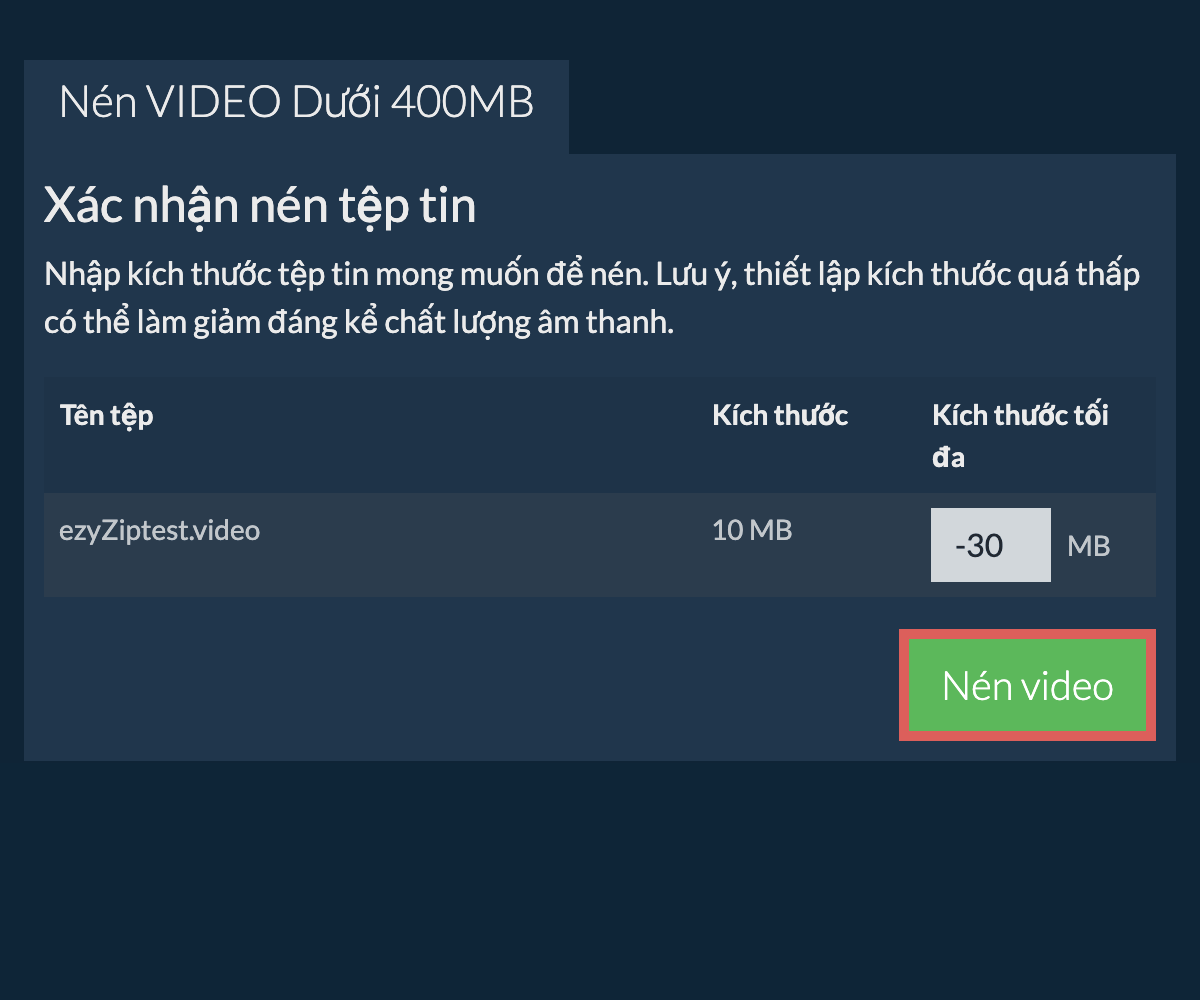 Chuyển đổi thành 400MB