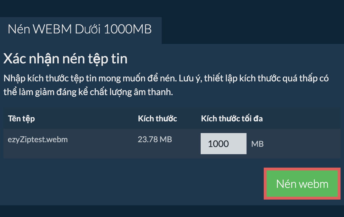 Chuyển đổi thành 1000MB