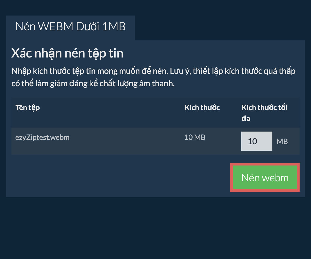 Chuyển đổi thành 1MB