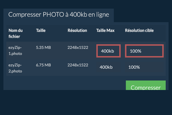 Taille Max