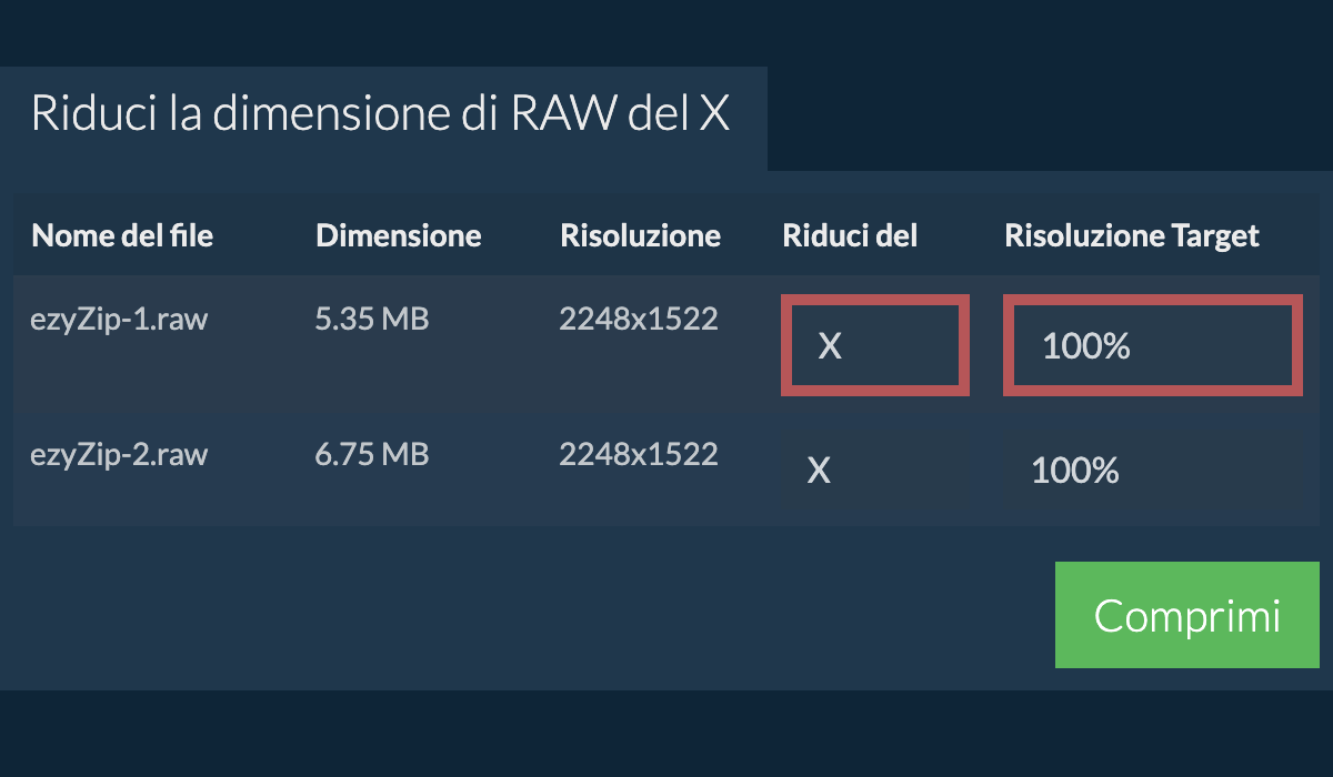 Riduci del