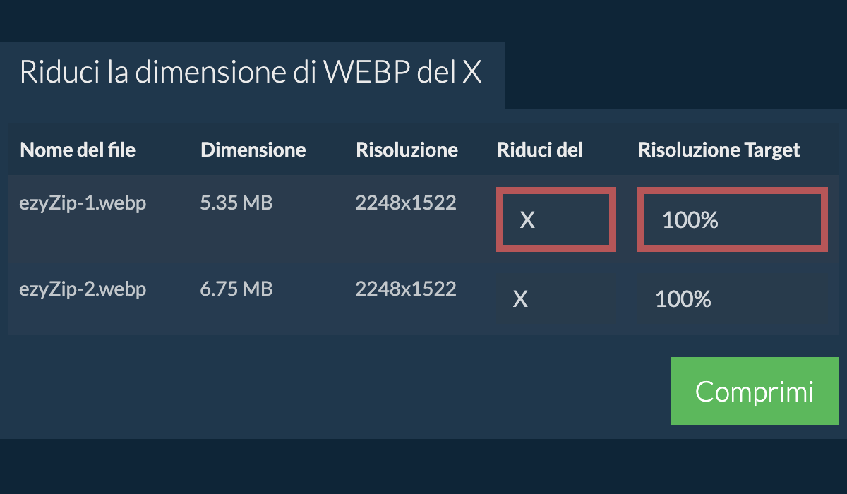 Riduci del