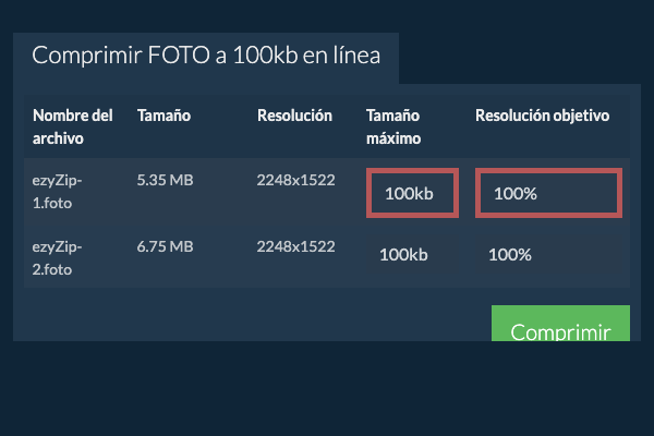 Tamaño máximo