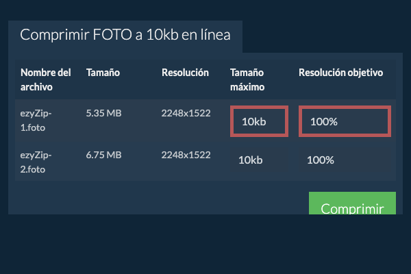Tamaño máximo