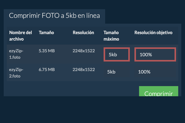 Tamaño máximo