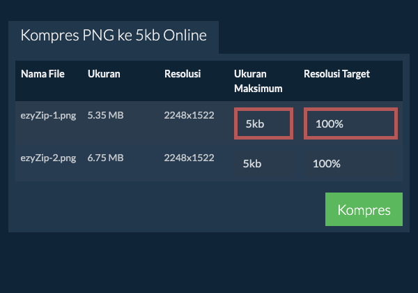 Ukuran Maksimum