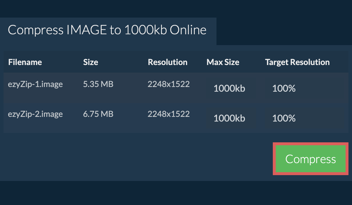 Compress IMAGE To 1000kb Online Fast EzyZip
