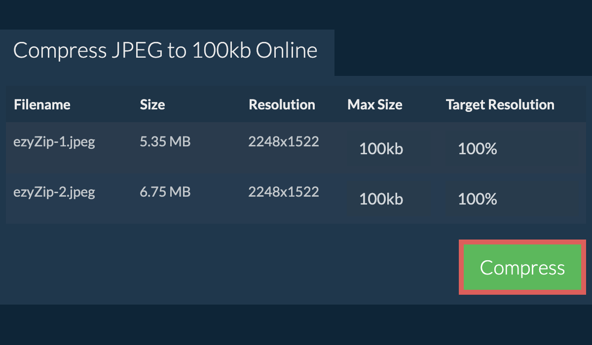 How To Reduce JPEG File Size Using ezyZip: Step 3