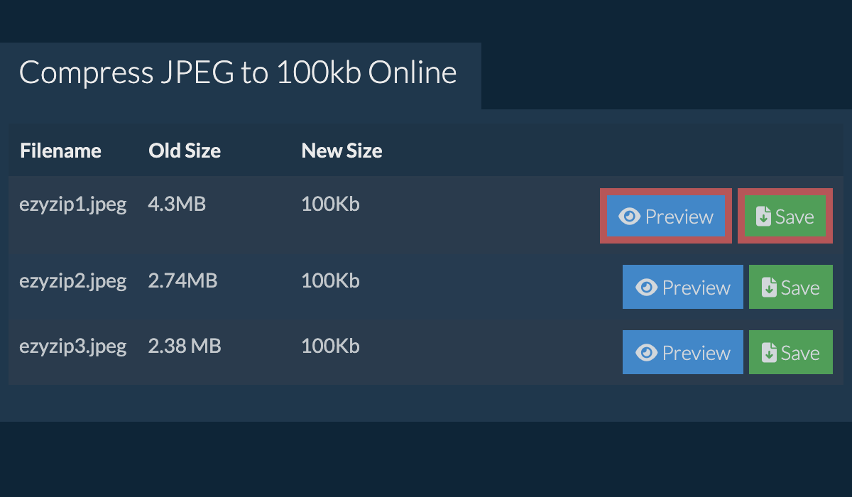 How To Reduce JPEG File Size Using ezyZip: Step 3