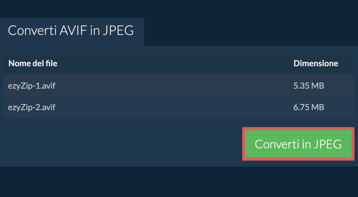 Converti in jpeg