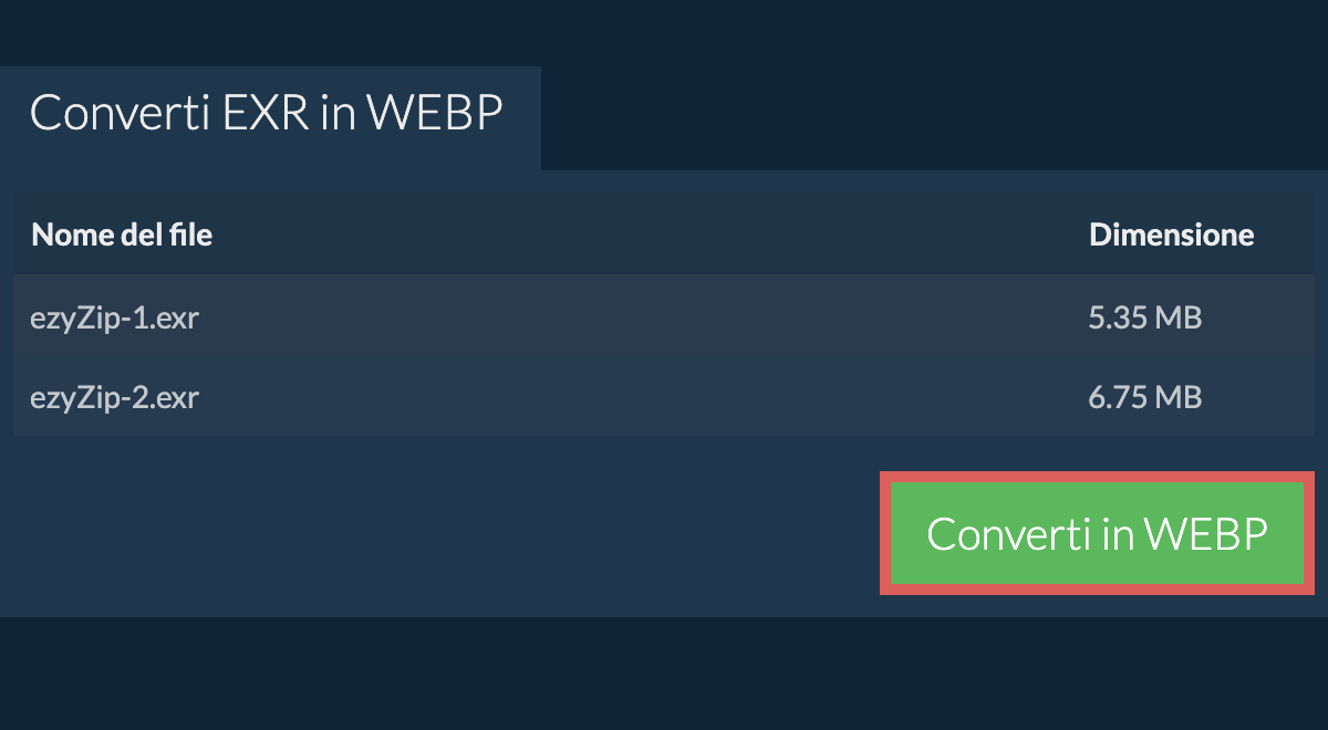 Converti in webp