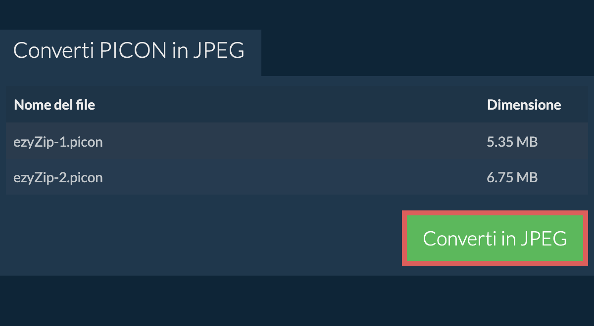 Converti in jpeg