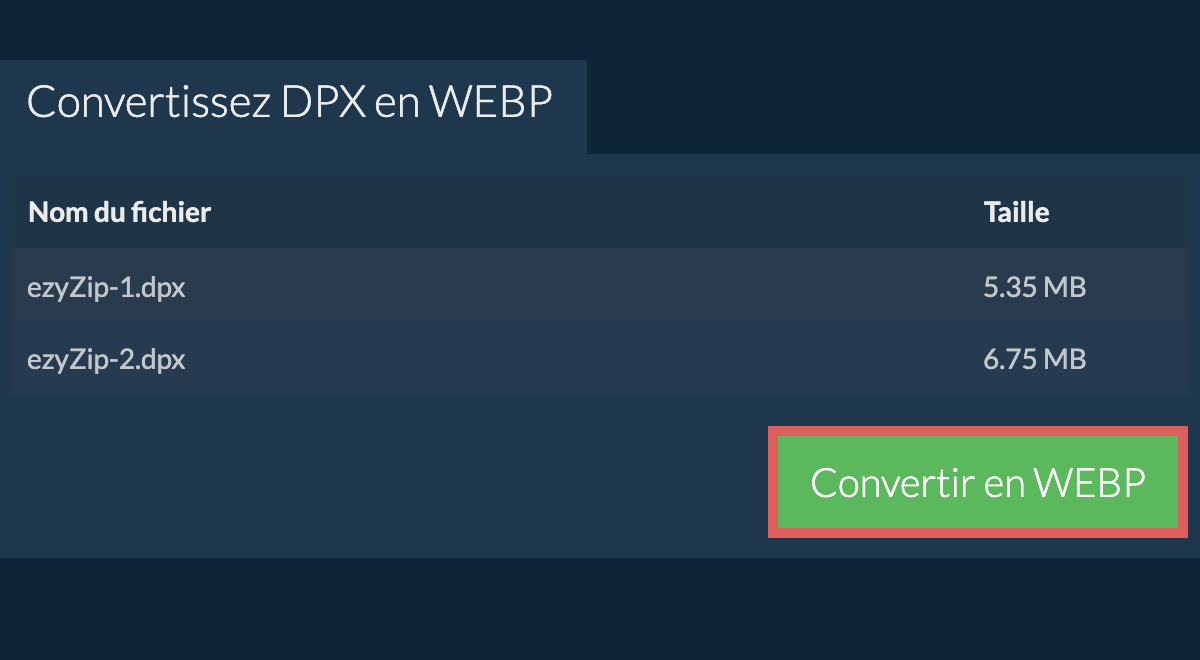 Convertir en webp