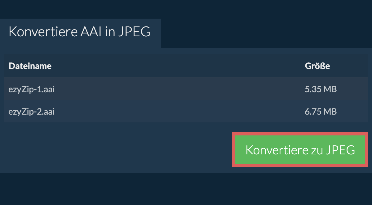 Konvertiere zu jpeg