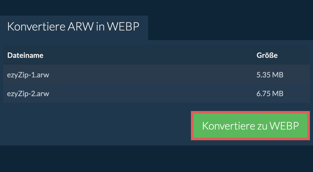 Konvertiere zu webp