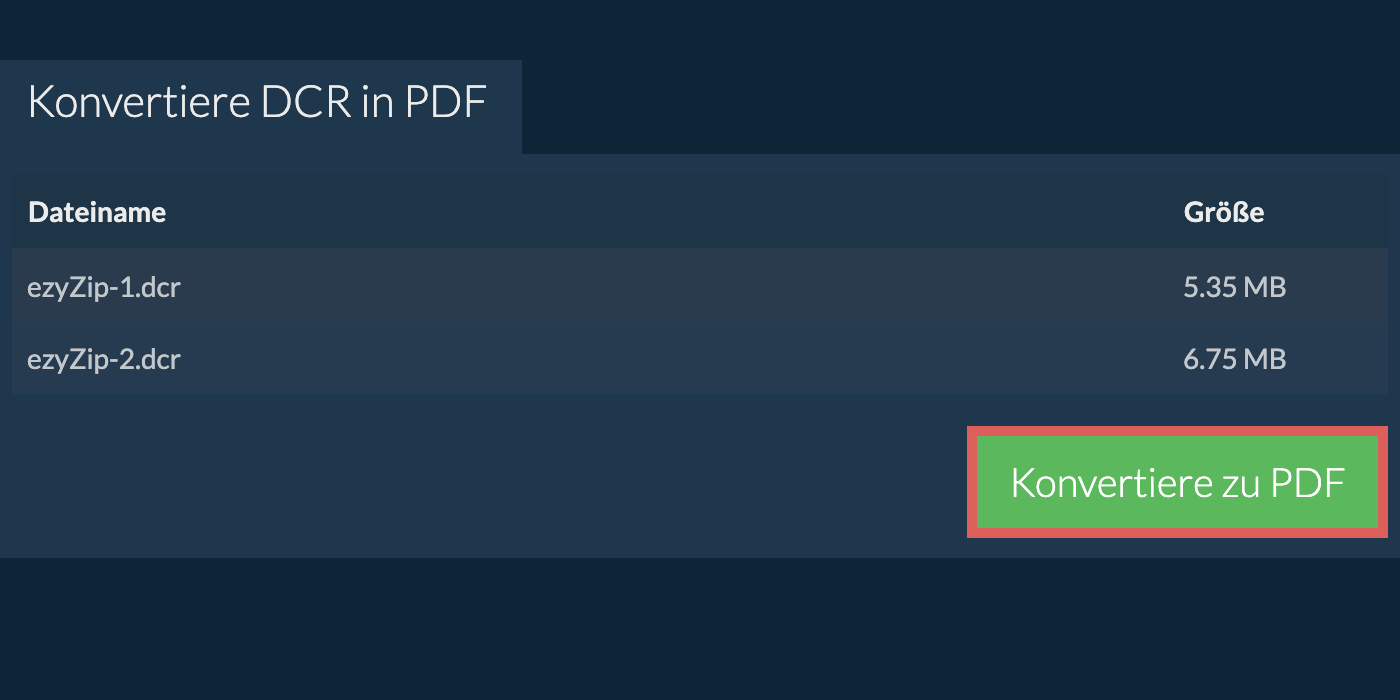 Konvertiere zu pdf