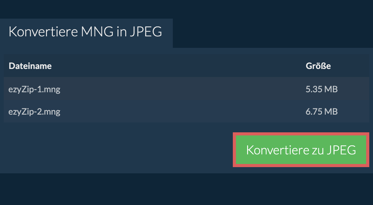 Konvertiere zu jpeg