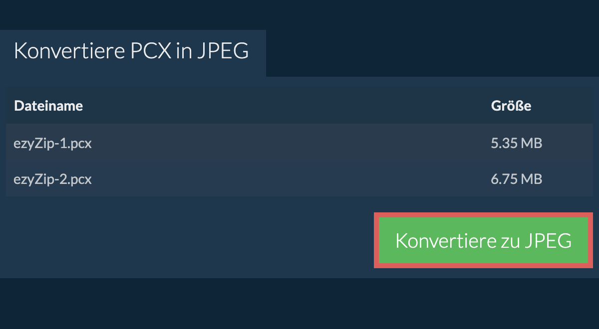 Konvertiere zu jpeg