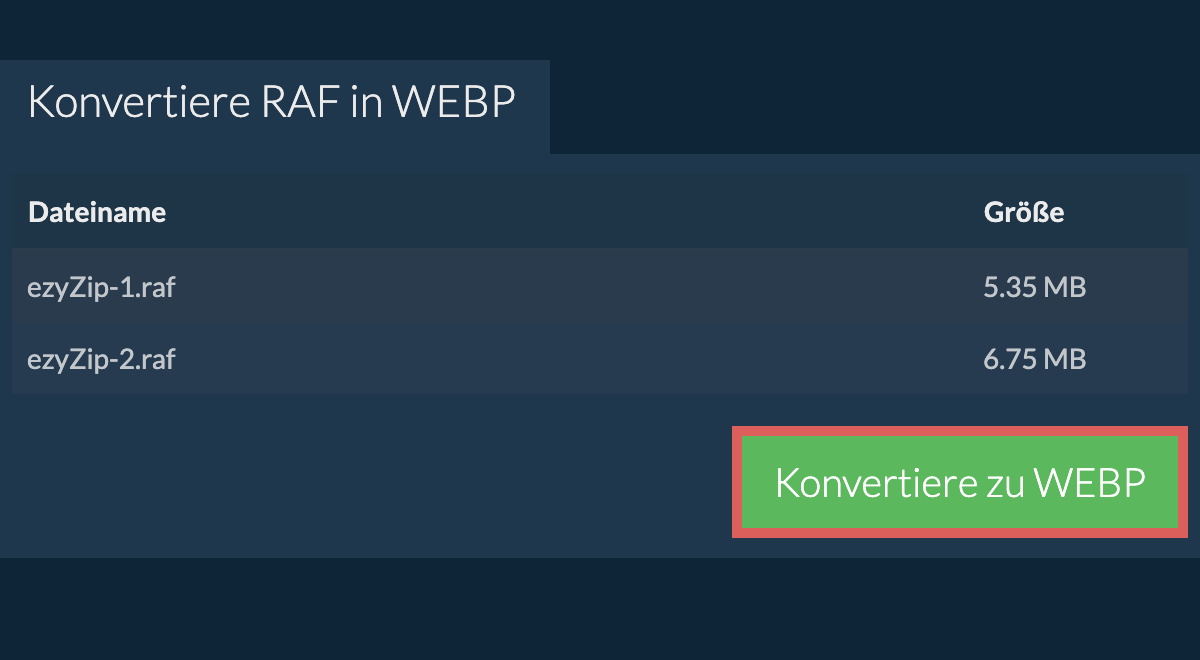 Konvertiere zu webp