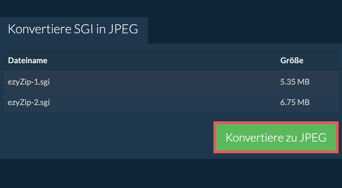 Konvertiere zu jpeg