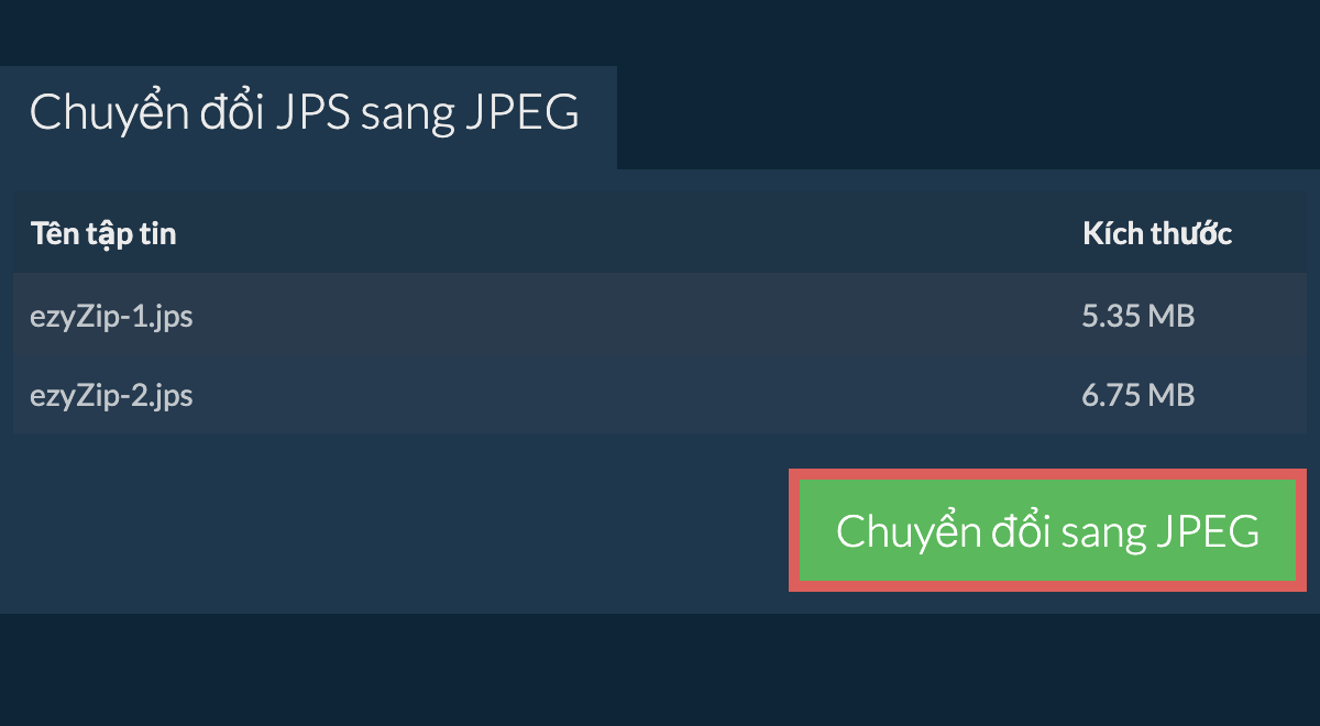 Chuyển đổi sang jpeg