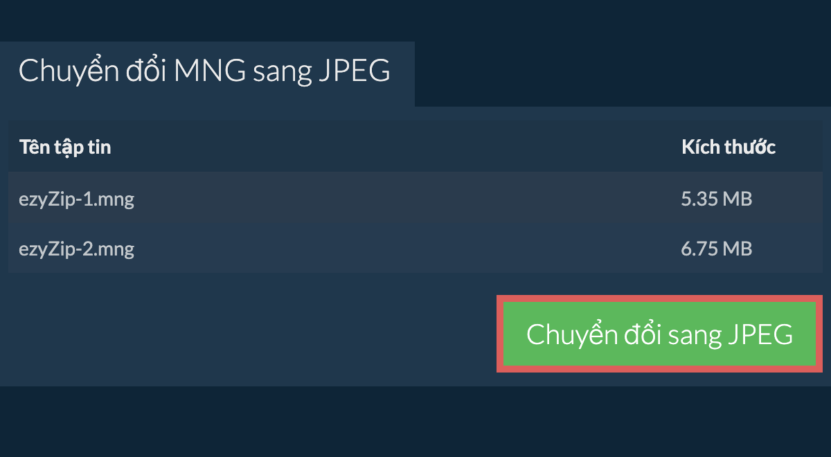 Chuyển đổi sang jpeg