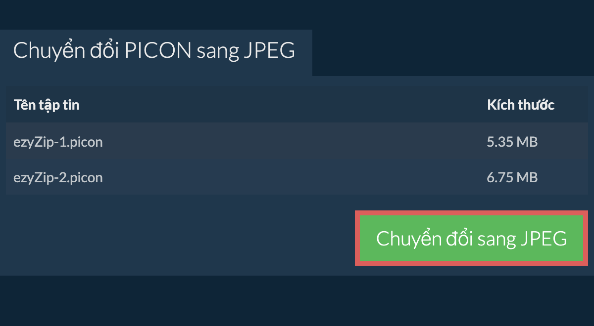 Chuyển đổi sang jpeg