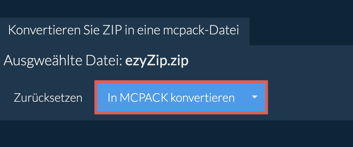 In MCPACK konvertieren