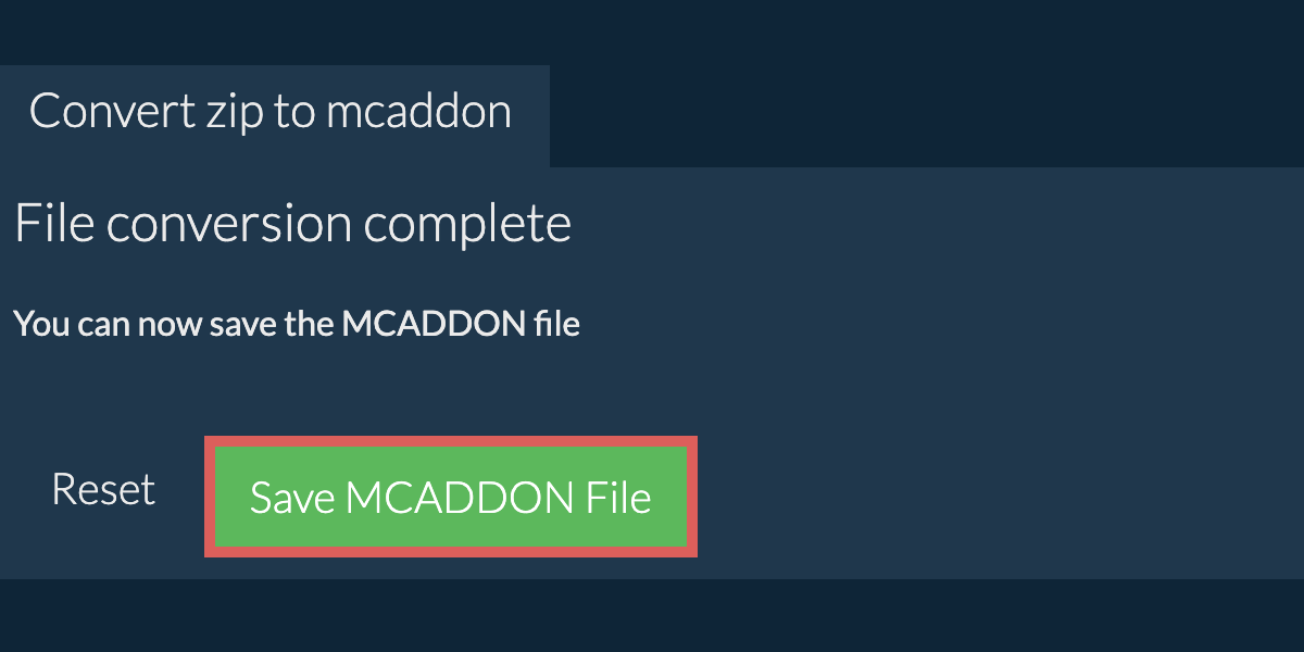Convert to MCADDON
