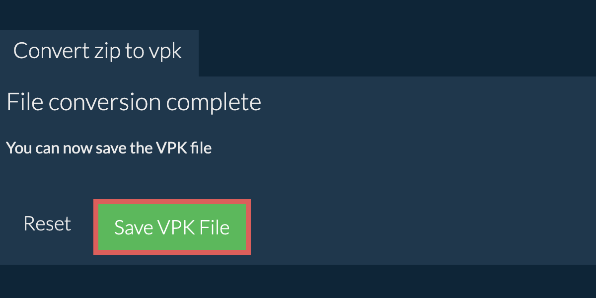 Convert to VPK