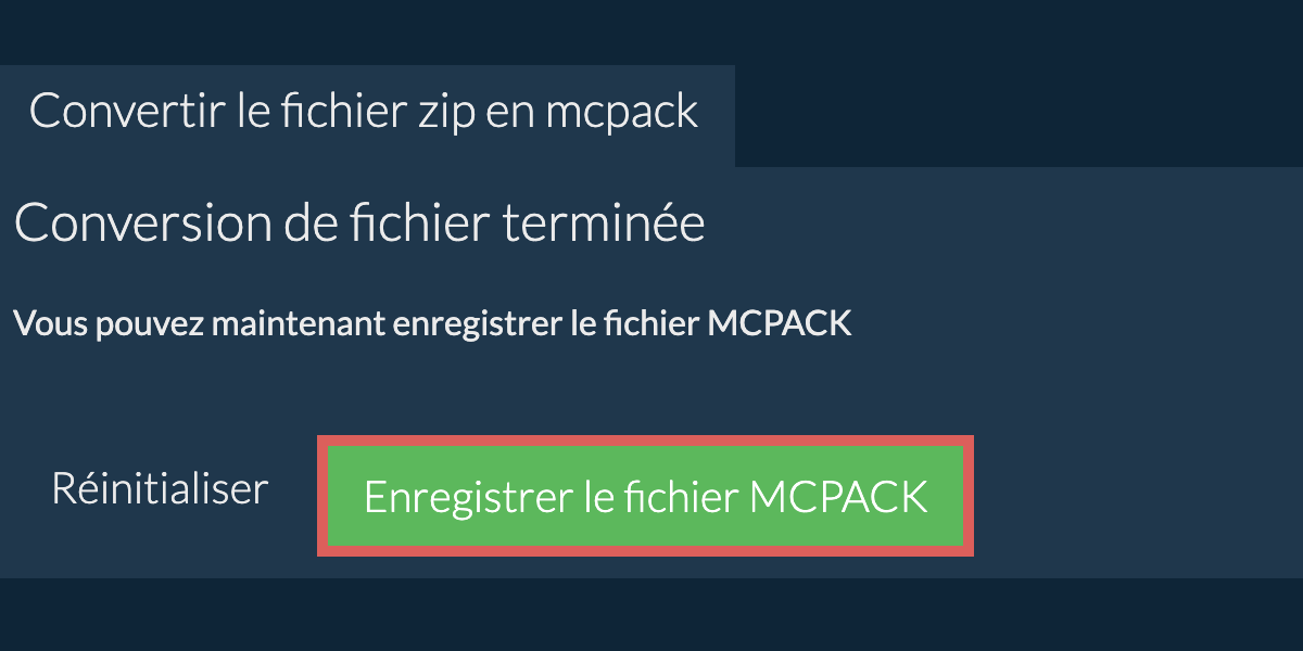 Convertir en MCPACK