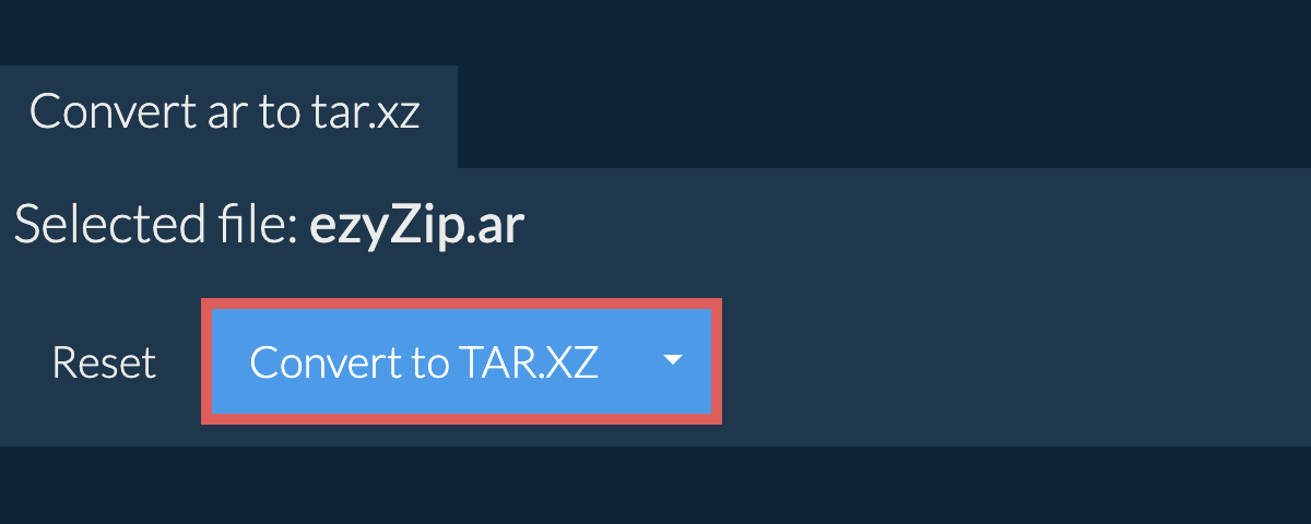Start conversion to TAR.XZ