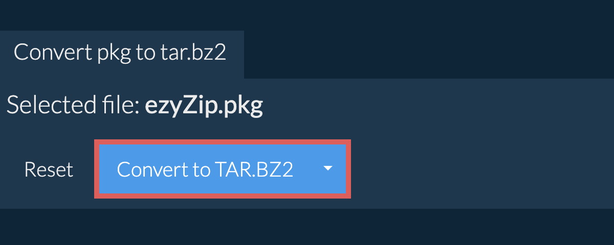 Start conversion to TAR.BZ2