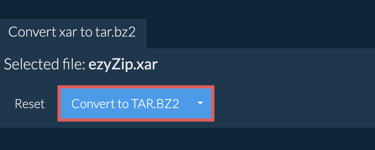 Start conversion to TAR.BZ2