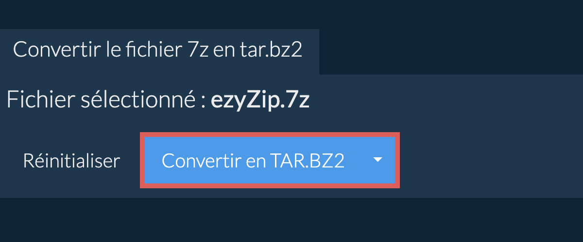 Démarrer la conversion en tar.bz2